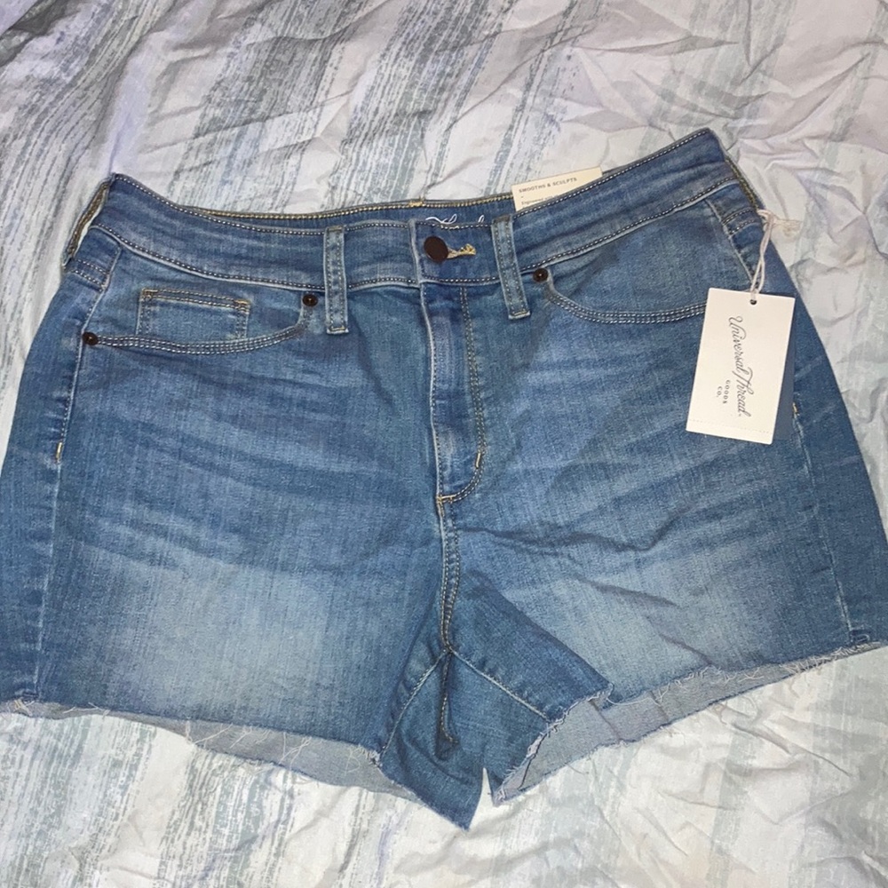 high rise midi shorts